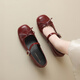 
ZHR single shoes for women with light mouth round toe bow Mary Jane women's shoes with skirt heightened ballet women's shoes AH687 burgundy 37