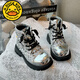 G.Duckkids Kinder Martin Boots Girls Autumn Single Stiefel 2025 Neue britische vielseitige Kurzstiefel mit mittlerer Kinder-Pailletten-Mode-Lederstiefel schwarz 31 innere Länge 19,6 cm