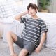 Mu fengqing Herren-Pyjamas für die Sommerkleidung für Männer in der Kurzärmer-Kurzleiste für den Sommer für den Sommer mittleren Alters und Fett-Plus-Größe Set 9922 [H-Serie Herren-Kurzärmel-Shorts Set] l [vorgeschlagen 100-130 Jin [Jin gleich 0,5 kg]]