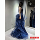 Tromlfz temperament evening dress skirt for women light luxury niche high-end host birthday coming-of-age ceremony elegant violin performance suit blue S