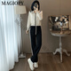 
MAGIOPY International Luxury High-end Brand European Station Set Women's Clothing 2025 Spring Fashion Age Reducing Short Jacket Top Black Top + Black Pants S (100Jin [Jin equals 0.5 kg])