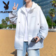 花花公子（PLAYBOY）渐变色防晒衣男款夏季冰丝薄款连帽防晒服青少年户外钓鱼凉感外套 6628灰色 M (约90~100斤可穿)