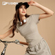 
FILA FUSION women's knitted short-sleeved shirt 2025 autumn new fashionable casual tight T-shirt wheat flour grey-GY M 165/84A/M