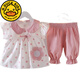 G.Duckkids0-3 Jahre alter Babyanzug Sommer kleines Mädchen Kurzärärmelte Tupfen dünn 689 Monate Baby Girl Zwei-teilige Sommer süße Stickerei Set 80 cm Empfohlene Alter 9-12 Monate