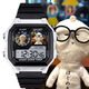 Yukio Peripheral Mascot Watch Electronic Small Square Imperping Luminous Luminal Fonction de divertissement Célier d'alarme [Élégant noir argenté] D15869 Electronic Watch [Mouvement importé + Super Long Standby] Boîte-cadeau