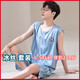 MUJI COM Muji's same large size pajamas for men's vest sleeveless summer cool ice silk teenager men's luck [ice silk sleeveless suit] Q9905 L men [100-120Jin [Jin equals 0.5 kg]]