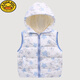 G.DUCKKIDS children's down cotton vest autumn and winter new style small and medium-sized children's floral hooded vest male and female baby warm vest jacket blue bear 120 height 110-115cm age 5-6 years old