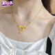 Chow Tai Fook Chinese Valentine's Day gift fugitive princess necklace female bow 18k gold non-fading temperament internet celebrity clavicle chain gold-plated fugitive princess bow necklace