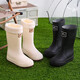 Mode Regenstiefel für Frauen mit mittlerer Röhre nicht rutschfeste wasserdichte Schuhe plus samtrische Regenstiefel Küche Arbeit vier Saison Gummischuhe überschuht Wasserstiefel weiß [flüdlos] 38