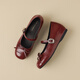 
ZHR single shoes for women with light mouth round toe bow Mary Jane women's shoes with skirt heightened ballet women's shoes AH687 burgundy 37
