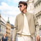 
Mr. Bu stand collar double zipper wool cardigan 2025 autumn raboss sleeve double pocket jacket men clearance Bronze green XL (180)