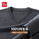 Hongdou semi-refined imitation machine washable 100% pure wool sweater men's autumn and winter V-neck sweater men's pullover bottoming sweater