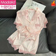 Modal Cool Spitzeneiseis-Seiden-Pyjamas kurzärmelige Shorts für Sommer-Pyjamas für Frauen können lässige und komfortable zweiteilige dünne Stil 9214# L tragen [vorgeschlagen 100-115jin [Jin ist gleich 0,5 kg]]