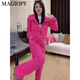 Magiopy International Luxury Luxury haut de gamme Tempérament Tempérament Sports décontracté et réducteur de sports Femme Vêtements de printemps pour femmes Nouveaux ensembles de deux pièces Rose Red Rose Red (100Jin [Jin est égal à 0,5 kg]))