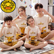 G.Duckkids Eltern-Kind-Pyjama-Sommer-Kurzärischung Pure Cotton Thin Style Family Family Family Wear Jungen und Mädchen Pyjamas Kinderhaus-Kleidung Fußball 12034 [Doraemon Joint Model] 80 cm (Jungen 150/s Größe, Höhe 143-150)