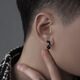 Miao Yijia men's ear clips without piercing boys' earrings black ear studs trendy niche handsome high-end silver earrings accessories double layer three-dimensional ear clips 1 silver 1 black one pair