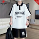皮尔卡丹（pierre cardin）青少年短袖t恤12-15岁男孩衣服13初高中学生POLO衫14大童夏装套装 6629黑色(短袖+短裤) 品质保证 XL 130-145斤左右