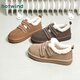 Hotwind retro snow boots women's shoes winter new women's casual boots plus velvet warm short cotton shoes thick bread shoes 02 brown (H89W25815) 38
