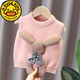 
G.DUCKKIDS1-12 Girls' vest baby spring and autumn knitted sweater thin new small vest young children's wool outside horse clip pocket kitten pink 100 cm