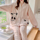 Su Naixue pregnant women's pajamas autumn and winter confinement suits in winter postpartum thickened coral velvet November breastfeeding and feeding home clothes for women Jacquard velvet 9923# pocket bow L [Suggested 90-120Jin [Jin equals 0.5 kg]]
