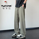 Pantalones de pájaros carpinteros para hombres en verano Seda de seda delgada de pantalones casuales rectos sueltos para niños Sports de margen de moda pantalones de patas abiertas 6636 gris XL alrededor de 125-145Jin [Jin equivale a 0.5 kg]