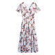 DRYWORLD2025 new summer chiffon floral dress with large size fat mm waist slimming and long skirt covering belly color [Apricot bottom red flower 9737 fashionable and versatile] 4XL