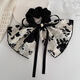 Garenbei French summer hair accessories new elegant flower ribbon bow retro large intestine hair ring high-end headwear headband for women ink hair ring white 1