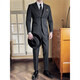 ROMON suit men's high-end business formal wear, high-end sensible lapel collar, groom's wedding dress, casual suit for men, two buttons - dark gray suit + pants S Recommended weight 80-95 Jin Jin equals 0.5 kg Wear