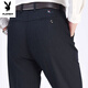 Playboy (Playboy) Primavera y otoño y invierno Pantalones casuales de mediana edad de mediana edad Pantalones masculinos de mediana edad y ancianos de pie de piel alta, de pie recto, pantalones de padre de pieza recta agregando vellón 16855 engrosado 28 (circunferencia de la cintura de 2.16 pies) 80-89Jin [Jin equivale a 0.5 kg]