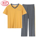 Langsha Pajamas (Langsha) Estilo delgado para mujeres 2025 Nuevo algodón puro pantalones de manga corta Conjunto de ropa para el hogar El algodón de verano se puede usar fuera de 7374 pasta de frijoles en polvo M [80-100Jin [Jin iguala 0.5 kg]]
