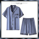Fentengg Light Luxury Marke Seide Pyjamas Herren Sommer Dünne Kurzarmshorts Mulberry Seide Großgröße Seidenhauskleidung [Dunkelgrau 6630] M Größe 160-165 Gewicht 100-115 Jin [Jin entspricht 0,5 kg]