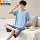 Modal pajamas men's summer short-sleeved shorts two-piece set loose ice silk thin style large size can be worn outside home clothing set 6624 L