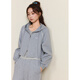 Zihan (ZIHAN) Zihan casual sports striped vest hooded jacket sweatpants three-piece upper and lower suit for women 2025 autumn new style Gray S