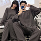 Yalu pareja pijama para mujeres 2025 primavera y otoño nuevo ropa de rayas puro de manga larga para hombres home stit de dos piezas #xf-15568 m mujeres [75-100] Jin [Jin equivale a 0.5 kg]