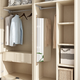 Yonghuan wardrobe mirror with sliding mirror wardrobe case door dressing mirror built-in rotation hidden folding and retractable, full door explosion-proof 12035 ivory white handle with magnetic suction Others