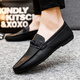 
Yierkang men's beanie shoes Korean version of business work casual leather shoes breathable and versatile non-slip one-step men's shoes 2025 summer D826 black + height increase pad 40 _small