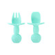Children's Bear Fork Spoon Set Baby Eating Training Silicone Licking Spoon Silicone Fork Spoon Baby Supplementary Tableware Spoon Military Green Fork Spoon