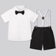 Goku Children's Suit Set Boys Handsome petit garçon Flower Girl Host Host Performance Performance Robe Shorts noirs + chemise blanche + nœud papillon noir + sangle 120 Poids recommandé 37-43 Jin [Jin est égal à 0,5 kg]
