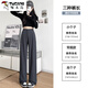 Woodpecker (TUCANO) brown suit pants for women summer thin 2025 new small casual draping straight narrow version ice silk wide-leg pants brown [model] regular M [91-100Jin [Jin equals 0.5 kg]]