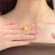Ji Bochi pure gold-plated silver G24K yellow gold snake and butterfly tassel necklace female clavicle necklace birthday gift for girlfriend Snake butterfly tassel necklace thickened gold layer
