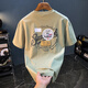 JEEP SPIRIT summer high-end short-sleeved men's new 2025 trendy printed T-shirt top high-spin Xinjiang cotton loose t-shirt black [JSW9906] M suitable for 90-108Jin [Jin equals 0.5 kg] wear