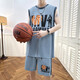 Ran de la même chemise sans manches estivale de Yilan pour garçons, combinaisons de basket-ball pour garçons, juniors et seniors du lycée, Big Children's Sports Vest Shorts 6636 Gray foncé + short Quality Assurance 2xl 140-160jin [Jin est égal à 0,5 kg]