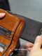 Atelierleo Gemüse gebräuntes Leder Brieftasche Herren echtes Leder Kurzer Retro vertikaler Multi-Karten-Führerschein Kuhleder Wallet KW-6198H Kaffeefarbe