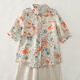 TUM! Hong Kong style retro printed cotton and linen short-sleeved shirt for women's summer large size loose and slim and breathable linen temperament elegant top yellow 1278 M recommended 115 Jin [Jin equals 0.5 kg] or less