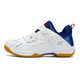 
New rotary button badminton shoes breathable couple lightweight table tennis sneakers men and women tennis training shoes white and blue 41 (255mm)