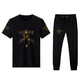 JEEP SPIRIT casual suit men's summer short-sleeved mulberry silkworm ice silk handsome match with Korean style fashion print trend 9227 black M 165