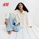 
H/M short jacket 2025 summer new fashion women's linen-blend shirt jacket 1266922 cream XS 155/80