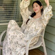 2025 autumn long-sleeved nightgown for women sweet loose princess style pajamas for women long pull-ups can be worn outside home clothes A13064: Mixing Fanhua bra nightgown XL (165-170cm, 120-140Jin[Jin equals 0.5 kg])