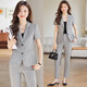 
JPHZNB Summer Property Front Desk Reception Clothing Black Short Sleeve Suit Set Working Thin Style Professional Outfit A9928 One-button Black Suit S