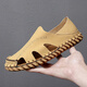 Steffie Love Sandalias Romanas para hombres 2025 Nuevo verano Drive Lazy Soft Soft Sole de cuero casual de cuero de moda Huecar Sandalias de cuero de doble propósito 9926 Color de trigo 39